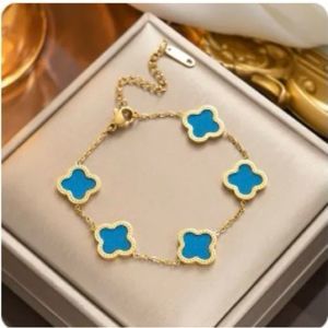 Four Leaf Clover Blue Bracelet
